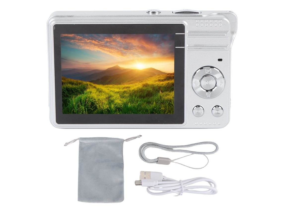 Câmera Digital 50mp 1080p Autofoco Antishake Tela Hd 2,8 Polegadas Compacta Pequena Para Estudantes Menina Menino Suporta Até 64gb Prata