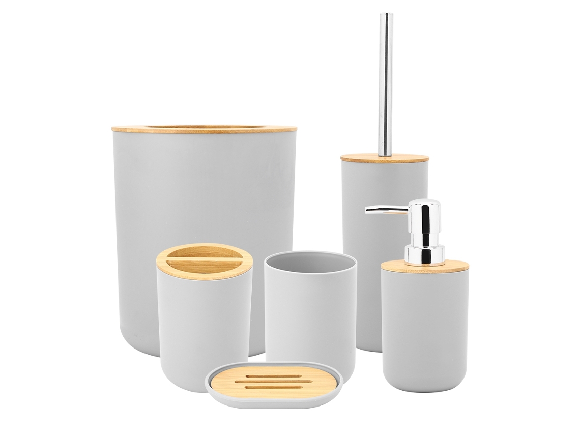 Conjunto de Acessórios de Banheiro 6 Peças Cinza S/MARCA