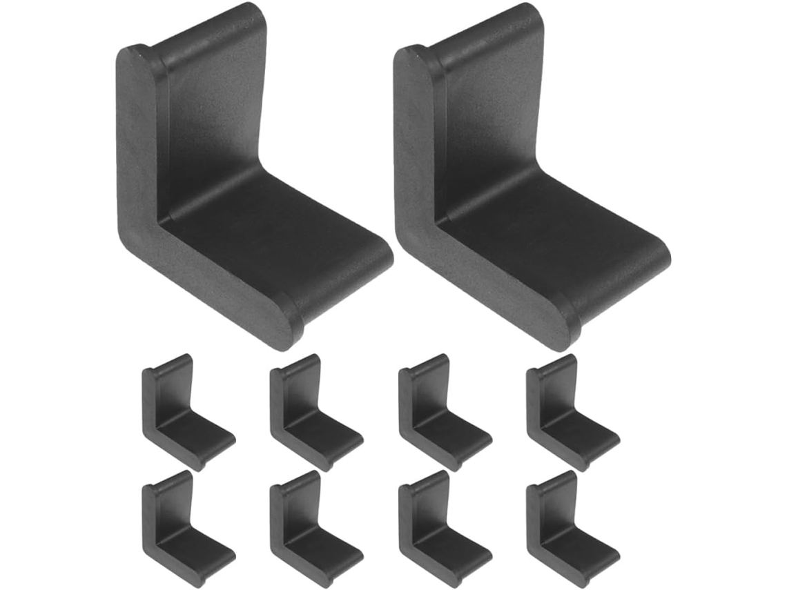 Conjunto De 10 Protetores Canto Para Pés Cama Em Formato L, Em Borracha Preta, 40x40mm, Formato Triangular