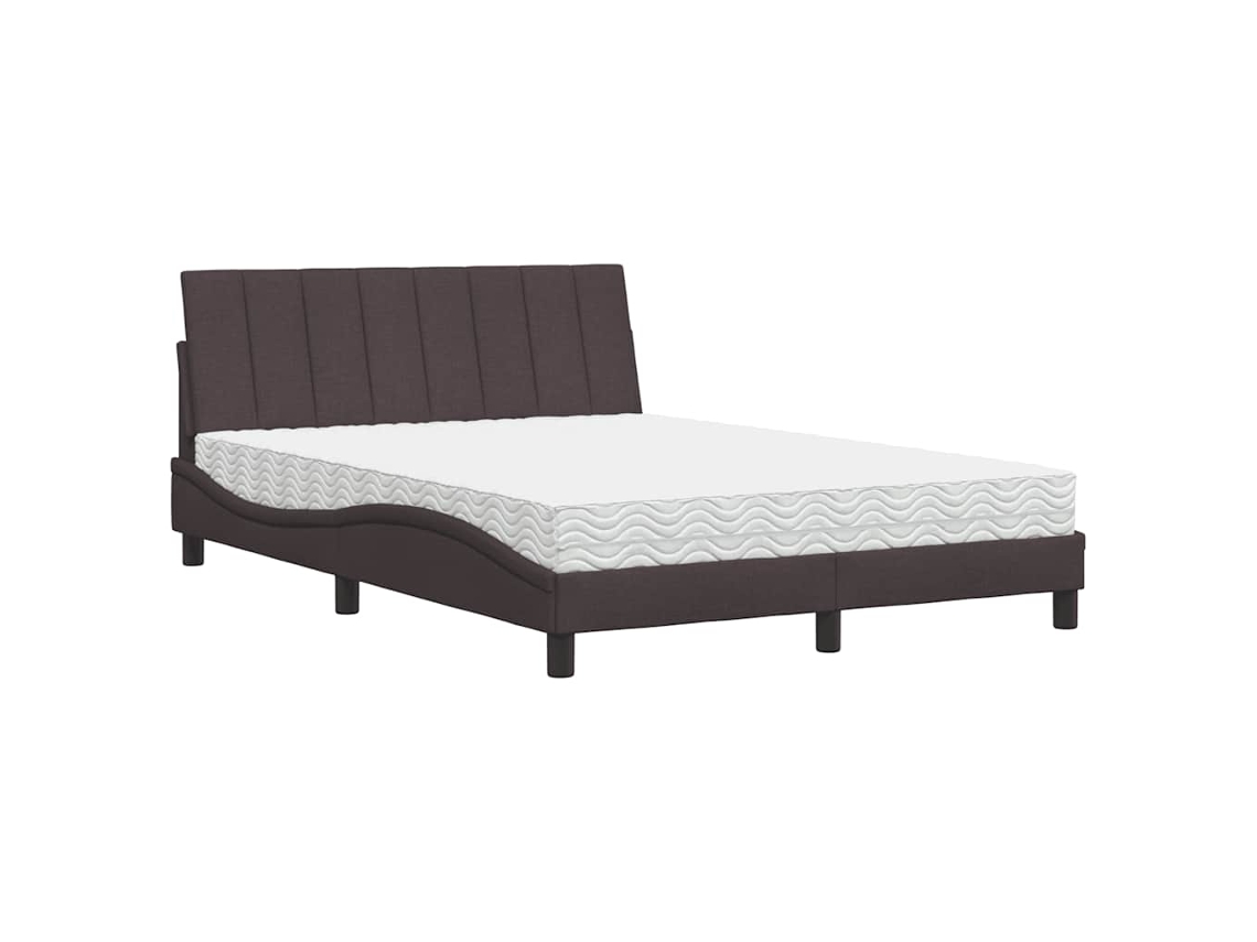 Maison Exclusive - Cama Com Colchão Hanko 140x200 Cm Tecido Castanho-escuro