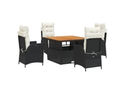 Garden Dining Set, Garden Dining Sets Vidaxl Preto Rattan / Vime (mesa Com 110 Cm De Comprimento)