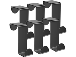 Ganchos Pretos para Porta, Pacote com 6 Ganchos de Aço Inoxidável para Portas, Gavetas, Guarda, Roupas e Armários, Adequados para Cozinha BRILVIBERA
