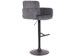 Banqueta giratória em veludo cinza escuro e metal preto com apoios de braço, apoio para os pés e encosto Tdb10656 Dcoshop26