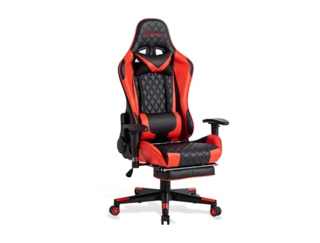 Cadeira de Jogos FOXSPORT Cadeira Gaming Ergonómica com Pedais Vermelho