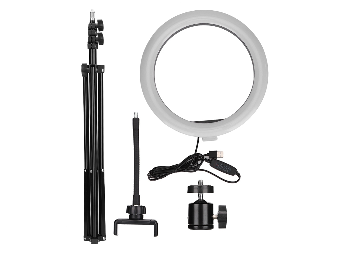 Suporte de Selfie EOOCOO com luz de anel LED regulável