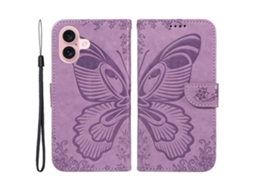 Capa Em Couro Pu, Para Iphone 16 Roxo Claro