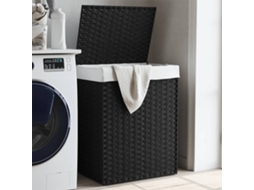 Vidaxl Cesto Para Roupa Suja Com Tampa 46x33x60 Cm Vime Pe Preto