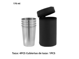 Conjunto de 4 Taças de Vinho de Viagem em Aço Inoxidável, Taças Pequenas e Práticas, com Estojo para Transporte. MDUG (170ml)
