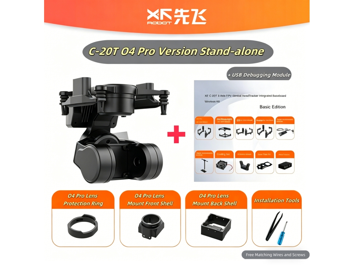 Gimbal Fpv 3 Eixos O4 Xf C 20t Dji O4/o4 Pro Módulo Rastreamento Cabeça Estabilizador Usb Ajustável Controle Alta Velocidade Asa Fixa Corrida MDUG