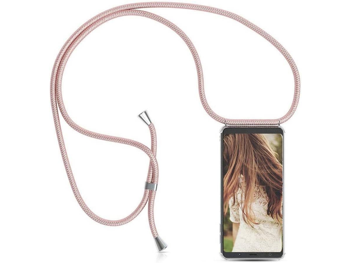 Capa Samsung Galaxy A20e HONGWE. Com corda Transparente/Rosa
