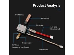 Kit Hot End Kingroon para Anycubic Kobra Série 2 com Bocal de Latão e Bloco de Alumínio a 300°C MDUG