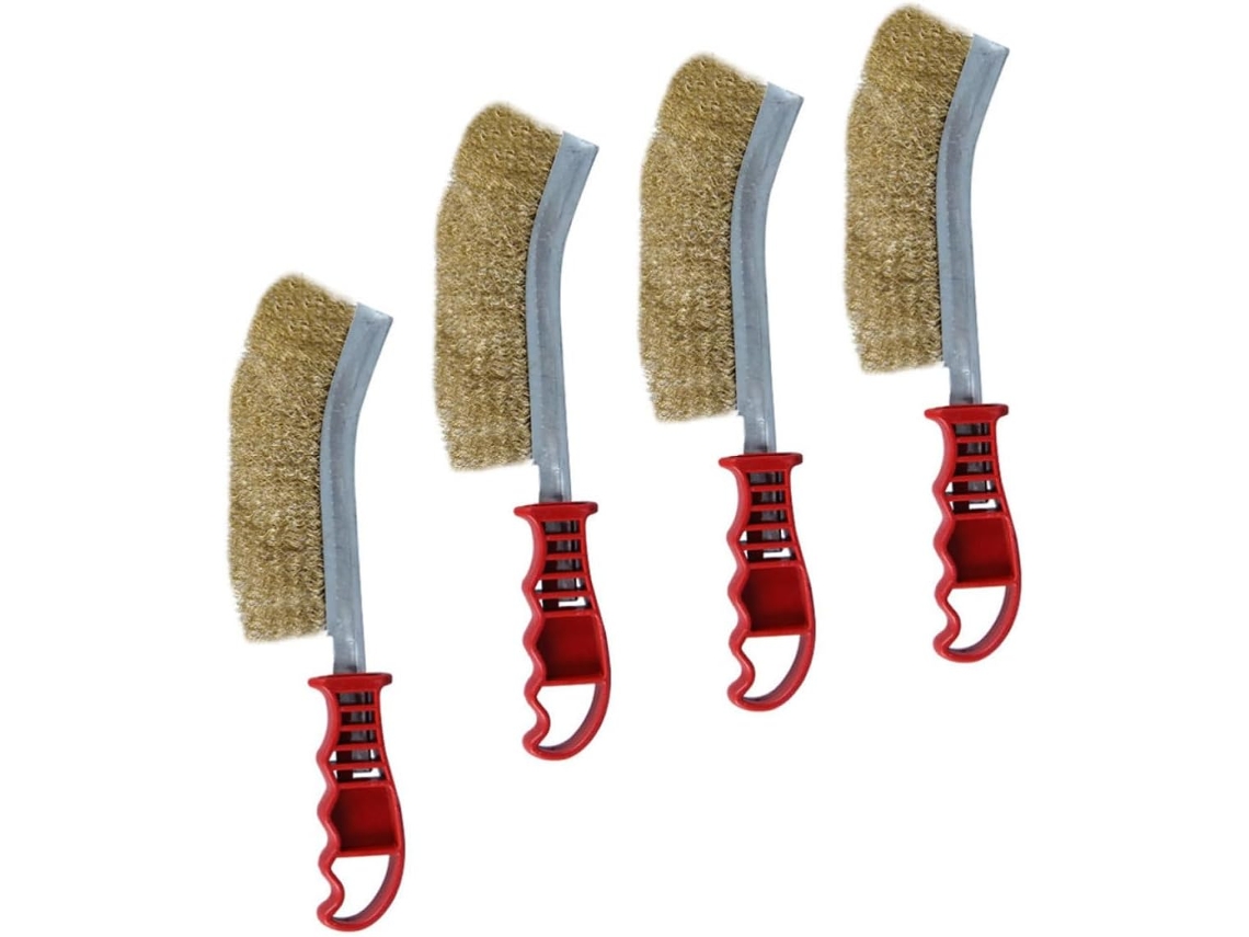 Conjunto De 4 Escovas Portáteis Para Grelha, Em Aço E Plástico