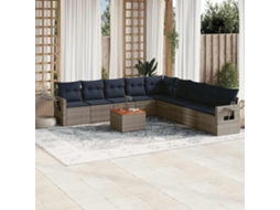 Vidaxl Conjunto De Sofá De Jardim Com 10 Peças E Almofadas Em Rattan Sintético Cinza