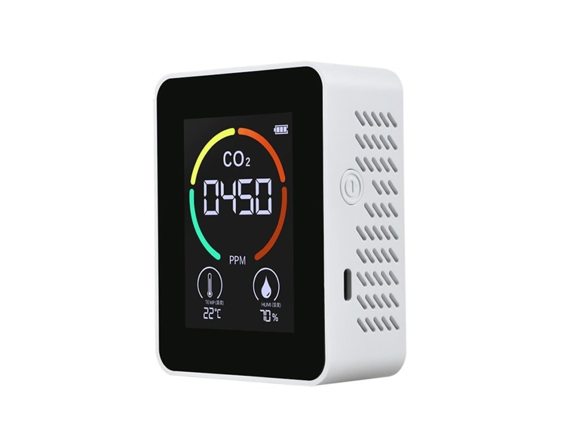 Detector de Co2 com Medição de Temperatura Interior/exterior, Monitor de Ar Branco, Ideal para Adegas Ou Garagens STELASPLEN