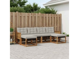 Vidaxl Conjunto De Sofás Para Exterior 6 Pcs Natural E Cinzento-claro