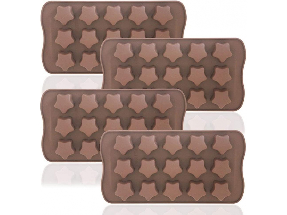Forma De Gelo Em Formato Estrela, Conjunto Com 4 Moldes Flexíveis Para Chocolate, Estrelas Reutilizáveis