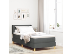 Cama Box Spring Com Colchão Cinza Escuro, 90 X 200 Cm, Em Tecido.