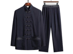 Camisa Masculina De Lino E Algodão Com Rótulo - Lavagem À Mão Fria E Passagem De Ferro Em Temperatura Normal Azul Marinho