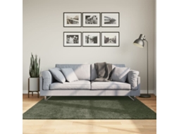 Vidaxl Tapete Pelo Curto Macio Lavável Huarte 160x160cm Verde-floresta