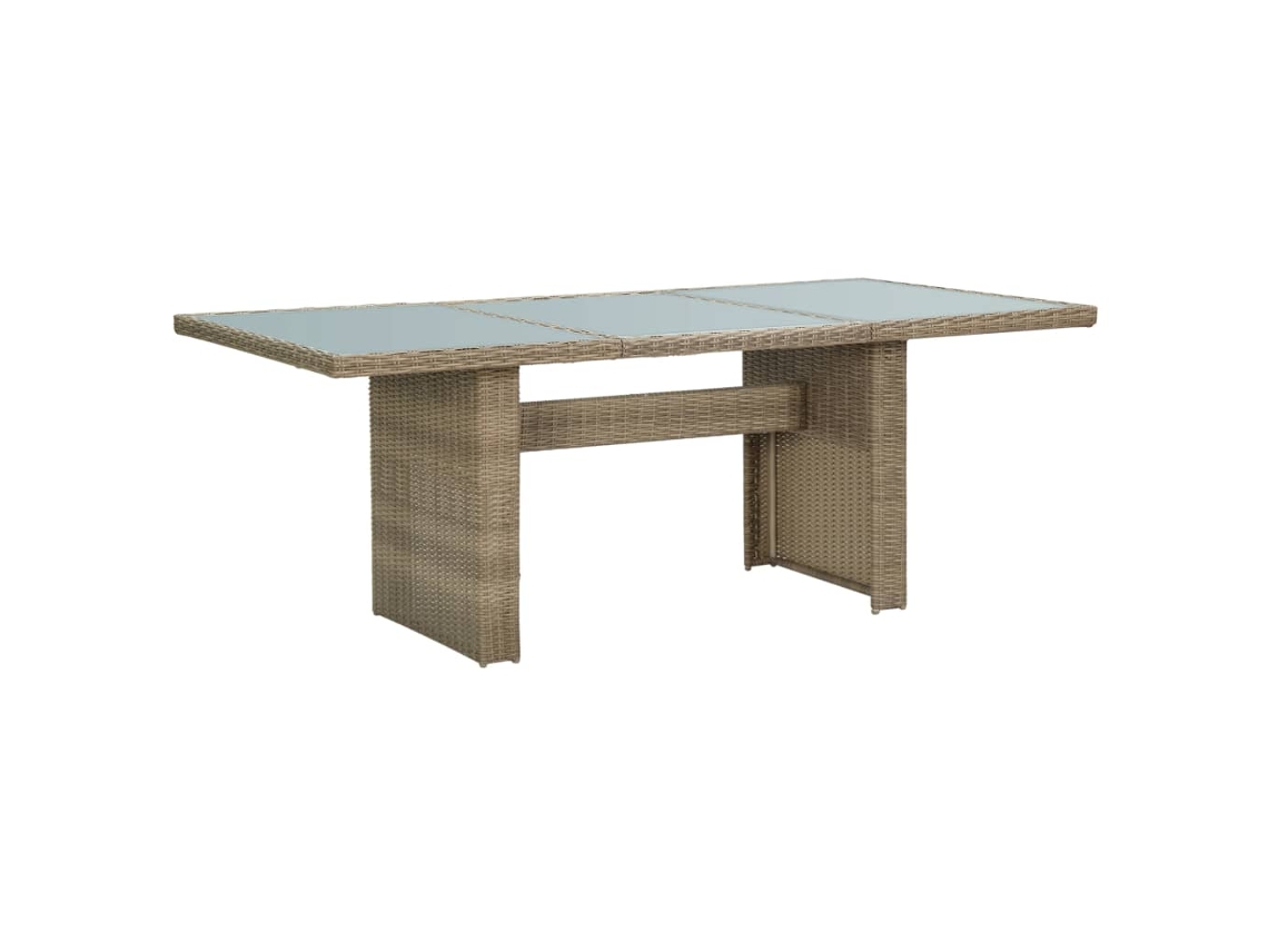 Vidaxl Mesa De Jantar Jardim 200x100x74 Cm Vidro E Vime Pe Castanho
