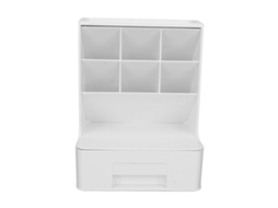 Caixa de Armazenamento com Gaveta Design Obliquo Organizador de Escritório Plástico Branco