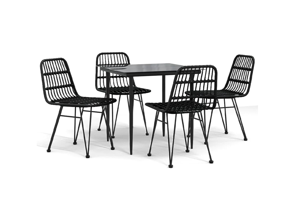 Maison Exclusive - 5 Pcs Conjunto De Jantar P/ Jardim Vime Pe Preto