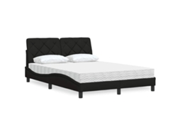 Vidaxl Cama Com Colchão 120x200 Cm Tecido Preto