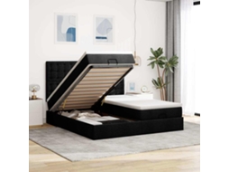 63 / 5,000vidaxl Estrutura De Cama Otomana Com Colchões Tecido Preto