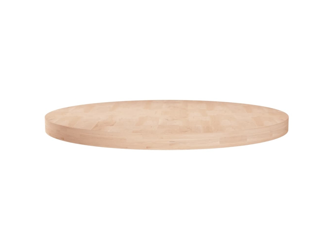 Vidaxl Tampo De Mesa Redondo Ø60x4 Cm Carvalho Maciço Não Tratado