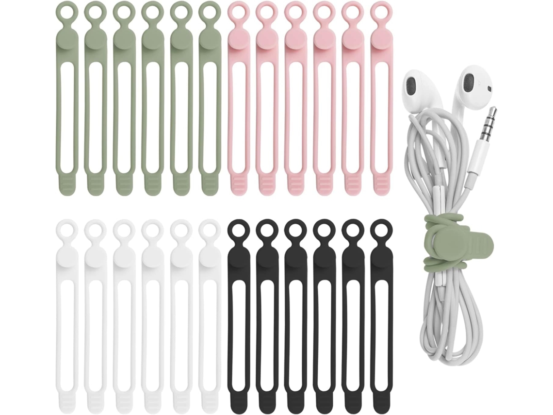 (4 Cores) Conjunto De 40 Abraçadeiras Silicone Para Fones Ouvido E Celulares.-aquaforge