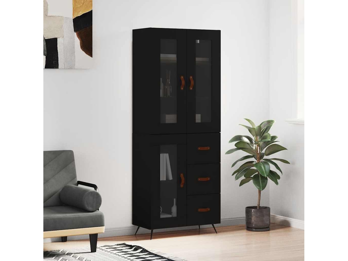Vidaxl Armário Alto 69,5x34x180 Cm Derivados De Madeira Preto