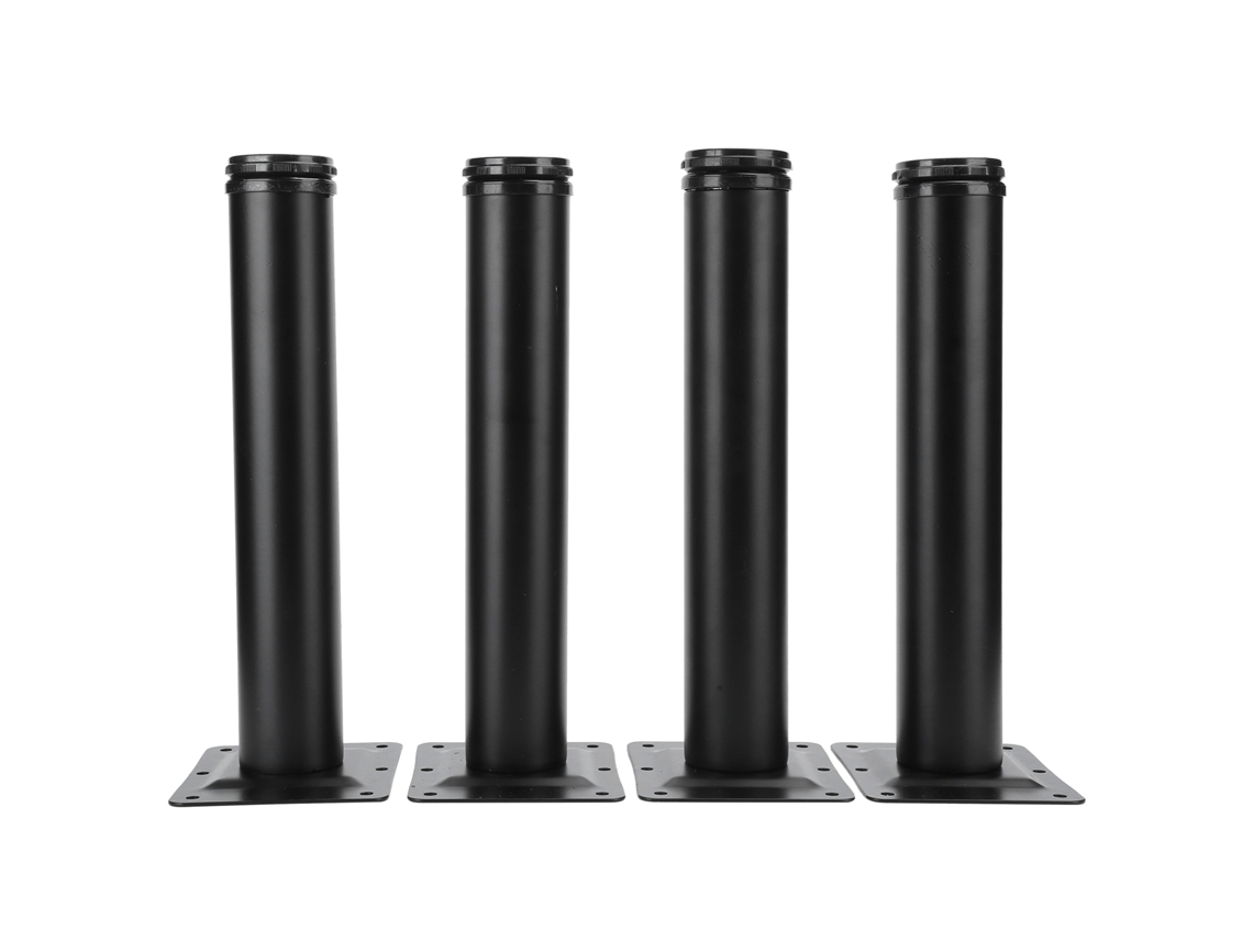 Conjunto de 4 peças de suporte para pés de mesa tubulares redondos de 16 polegadas, ajustáveis e de tamanho compacto.