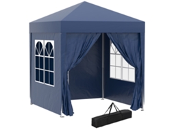 Gazebo Dobrável Pop up 2x2m com 4 Paredes Removíveis em Poliéster e Aço, Azul E TOWN COMMERCE GMBH