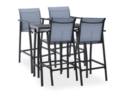 Conjunto Bar 5 Peças Para Jardim Preto E Cinzento Dkd Home Decor