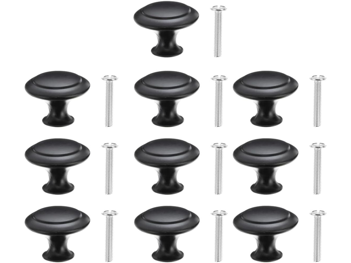 Puxadores Callaron Em Aço Inoxidável Preto, Formato Cogumelo, Para Gavetas De Cozinha, Conjunto Com 10 Unidades