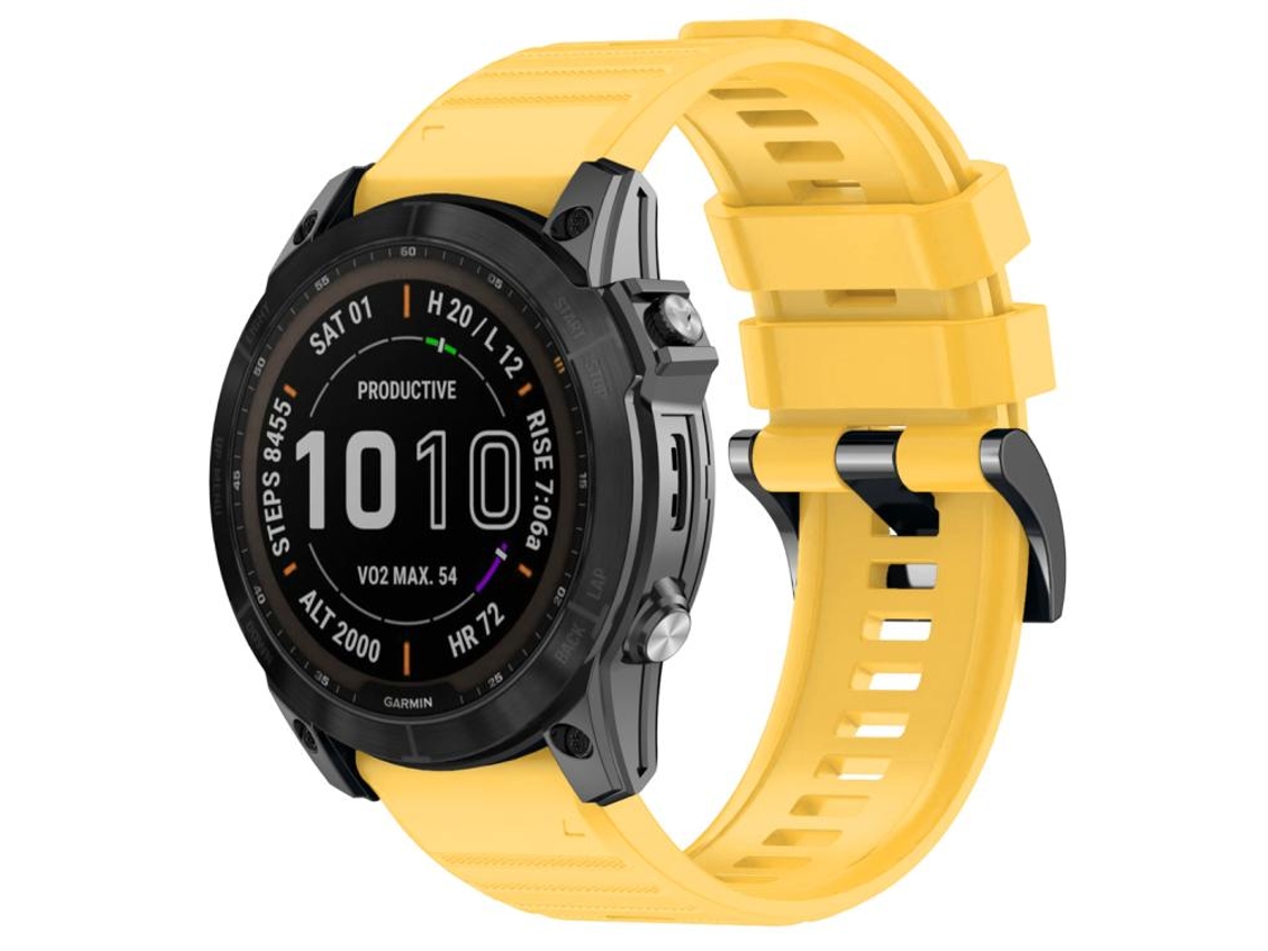 Bracelete para Garmin Silicone com liberação rápida e fivela de aço preta amarela (22mm)