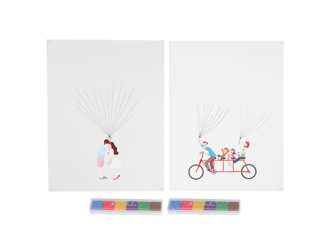 Conjunto de 2 Livros de Convidados DIY com Pintura de Impressão Digital e Padrões de Desenhos Animados para Casamento Festa com S/MARCA