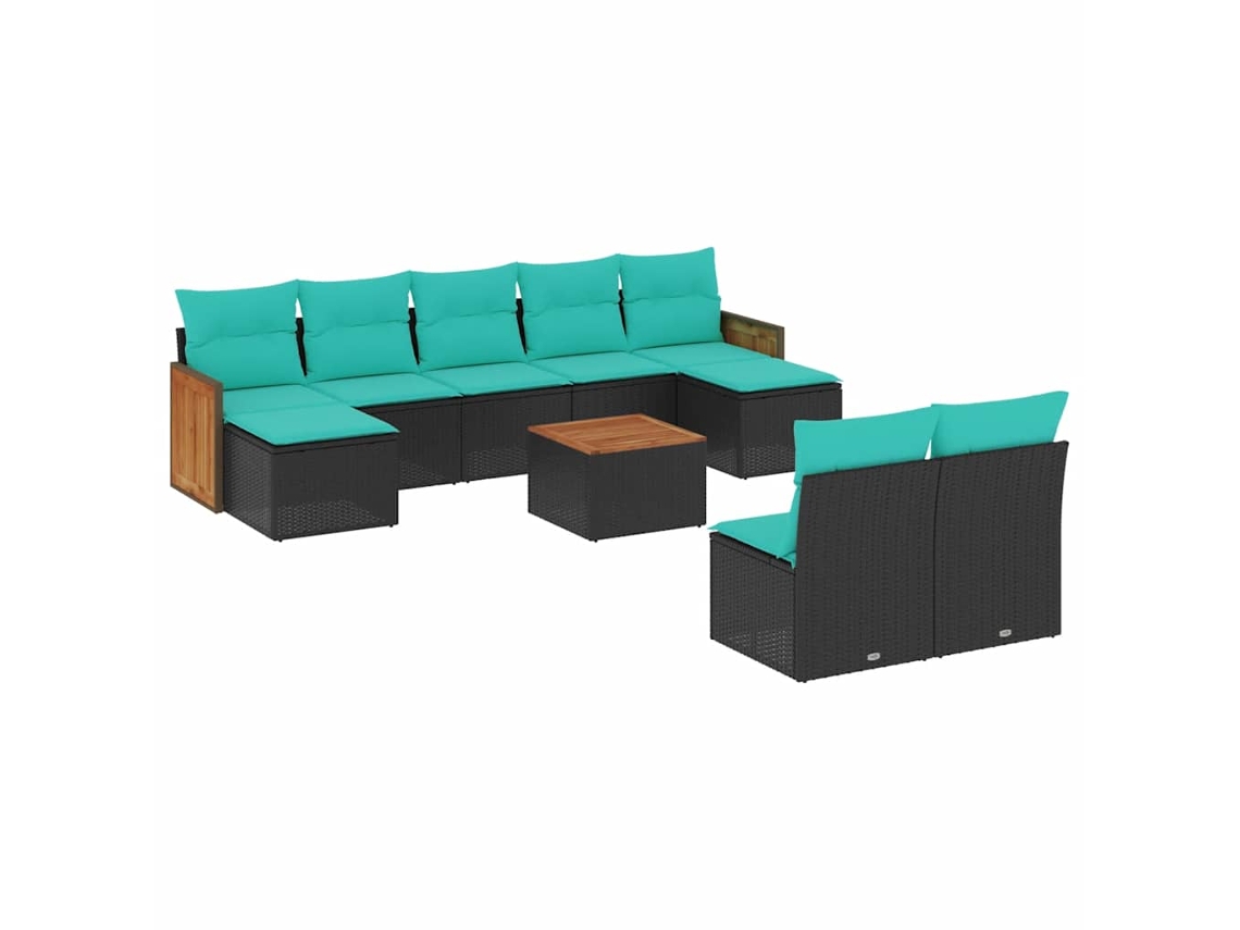 Conjunto de Sofá Jardim 3 Peças Almofadas Rattan Sintético MAISON EXCLUSIVE