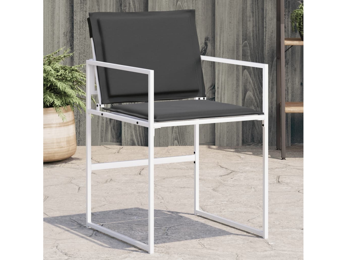 Vidaxl Cadeiras De Jardim C/ Almofadões 4 Pcs Aço E Textilene Branco