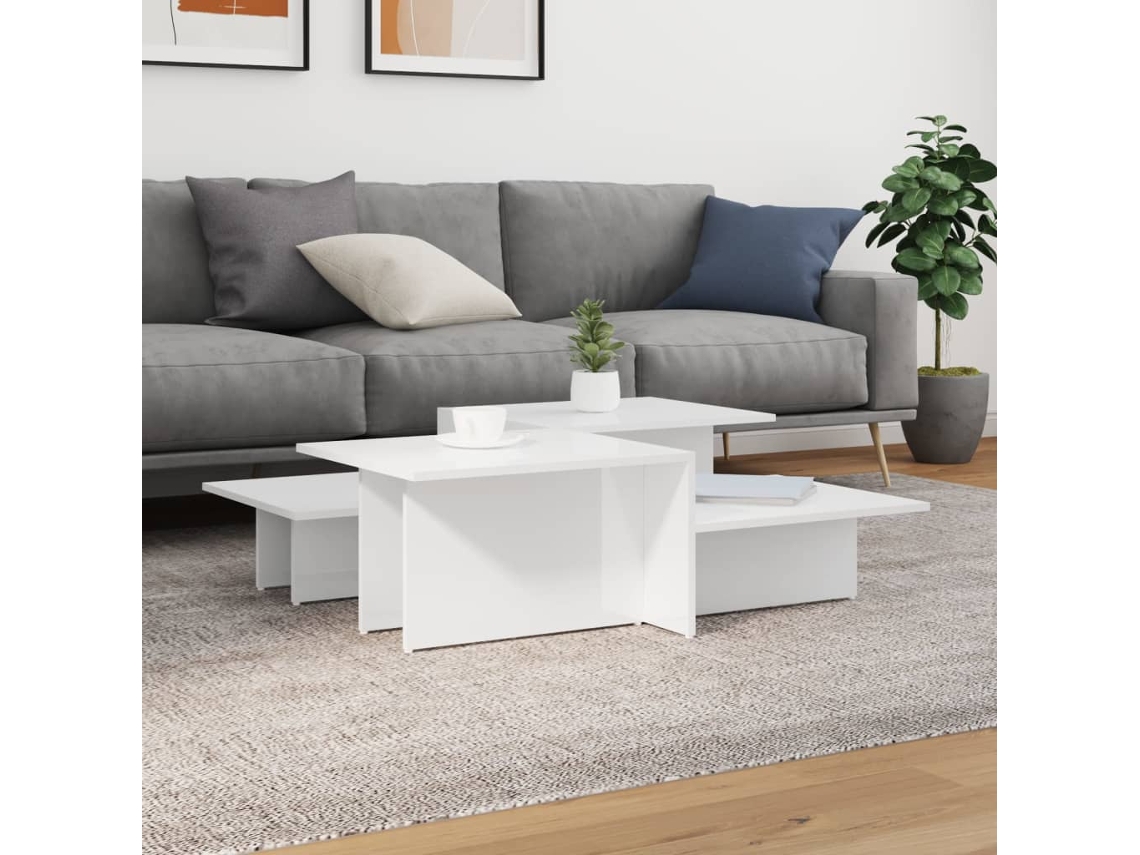 Vidaxl Mesas De Centro 2 Pcs Derivados De Madeira Branco Brilhante