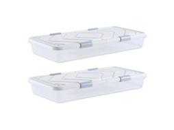 Vevor Pacote com 2 caixas de armazenamento de plástico para debaixo da cama, 101 x 51 x 15 cm