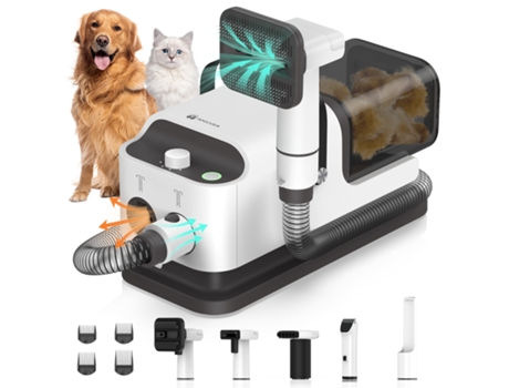 Máquina De Tosquia Para Animais De Estimação, Amicura P1, Com Aspirador, 600 W, 15 Kpa, Coletor De Pó De 1,8 L, Conjunto 5 Em 1, 9 Acessórios