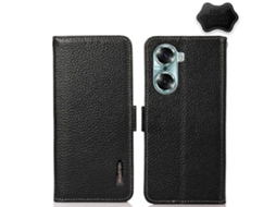 Capa Para Celular For Honor 60 Khazneh Em Couro Cor Lichia Com Fecho Magnético Lateral E Proteção Rfid.
