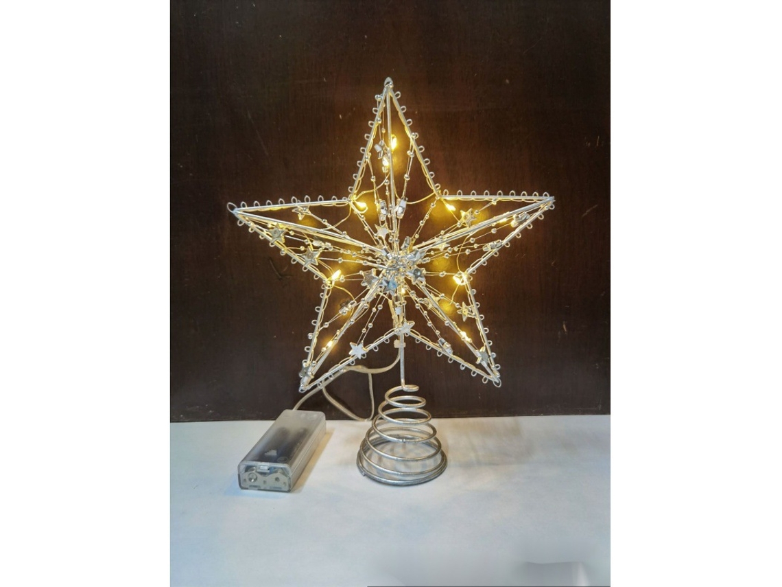 Estrela De Ferro Para O Topo Da Árvore De Natal, Com Cinco Pontas, Ideal Para Decoração Natalina.-aquaforge