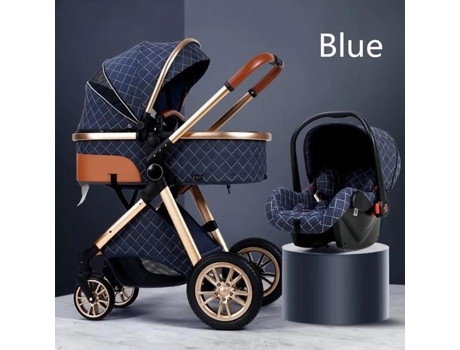 Carrinho de bebê 3 em 1, assento de carro, berço, trio, reversível, ajustável, alta qualidade, rodas inquebráveis, Canne Blue Bazarland30 POS