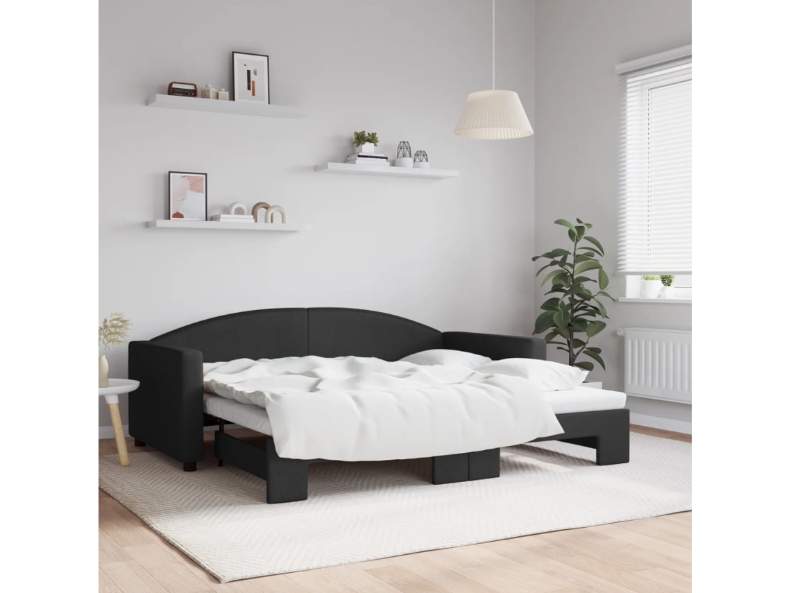 Vidaxl Sofá cama com Gavetão 90x190 Cm Tecido Preto