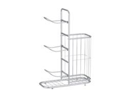 Relaxdays Suporte Para Bolas, 3 Suportes Removíveis Para Basquetebol E Futebol, Prateleira C/ Cesto, Metal Prateado