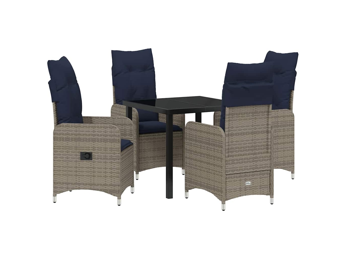 Conjunto de Jantar para Jardim 5 Pcs Preto Vime Pe MAISON EXCLUSIVE