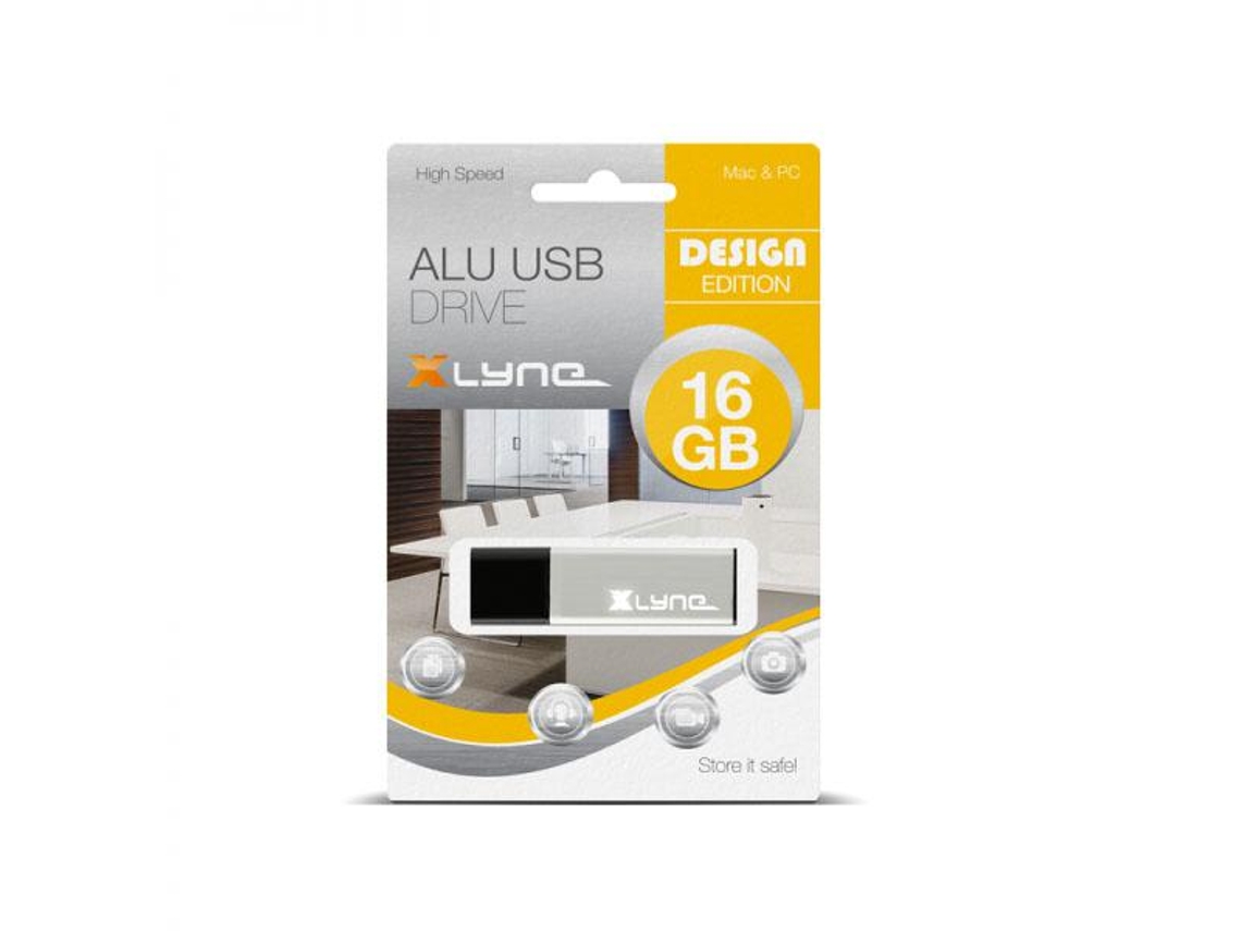 Xlyne Alu Unidade de Memória Usb 16 Gb Usb Type-A 2.0 Preto Prateado