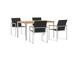 Conjunto 5 De Jantar De Jardim Vidaxl Madeira Sólida Acácia